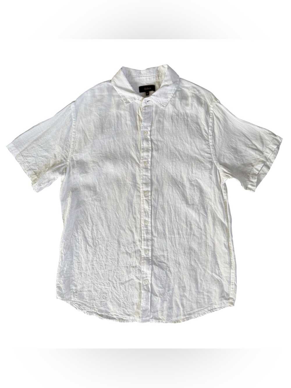 Quince Men’s European Linen S/S Button Down Shirt Size Medium White EUC